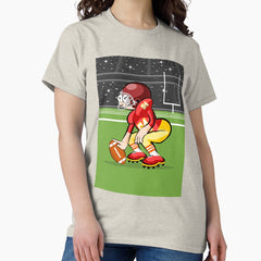 American football player in serve position Classic T-Shirt