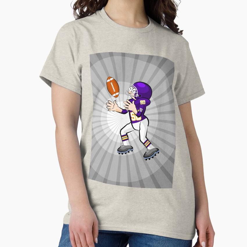 American football player in position by the ball Classic T-Shirt