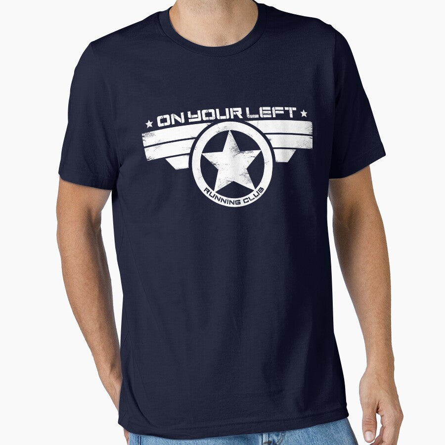 "On Your Left Running Club" Distressed Print 2 Essential T-Shirt