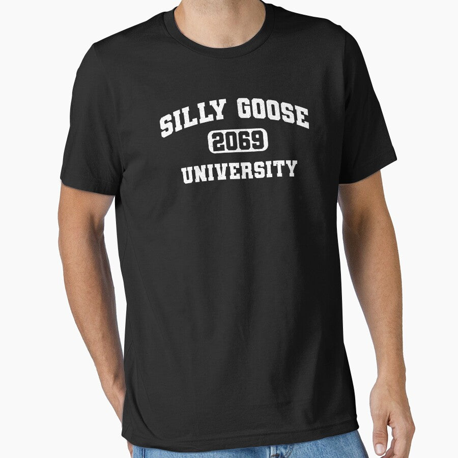 Silly Goose University 2069 Vintage White Text Essential T Shirt