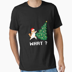 Cat What Christmas Tree Tops Cute Cat in Santa Hat Essential T-Shirt