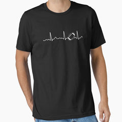 American football - heart line, heartbeat, pulse, white Essential T-Shirt