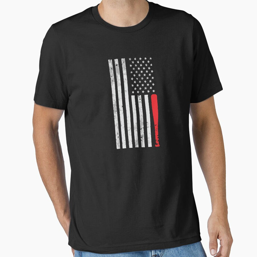 Baseball - baseball bat with US flag Essential T-Shirt