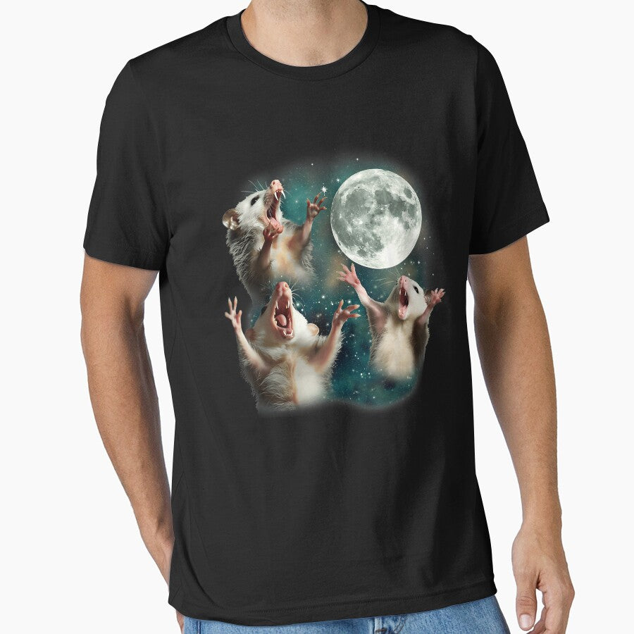Anarchy Three Possum Moon 3 Opossum Funny Weird Cursed Howling Moon Essential T Shirt