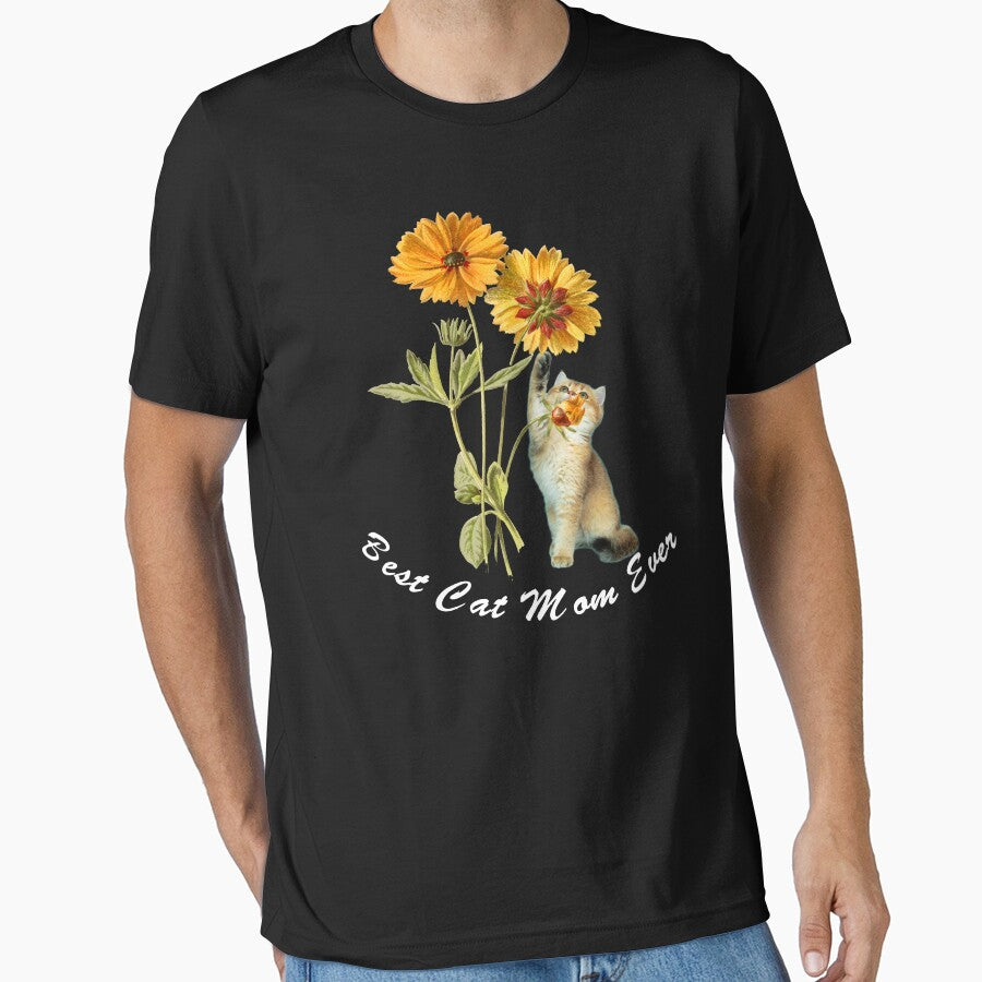 Best Cat Mom Ever Sunflower Essential T-Shirt