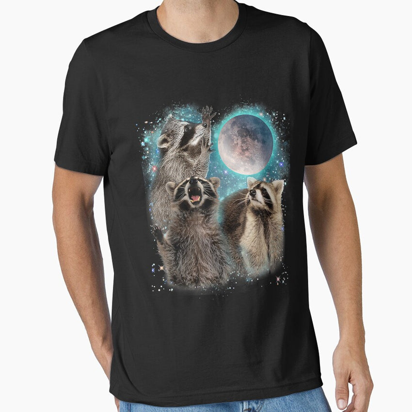 Anarchy 3 Racoon Moon Howling Raccoon Head Funny Essential T Shirt