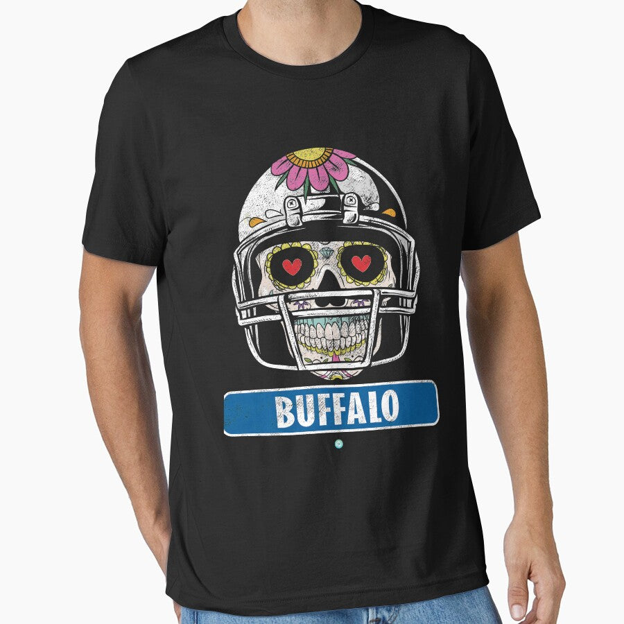 American Football Buffalo Skull Football Gift Essential T Shirt
