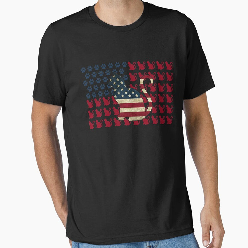 American Flag Cat 4th Of July Gift T-shirt Essential T-Shirt