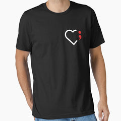 Semicolon Heart White Red Dark Essential T Shirt
