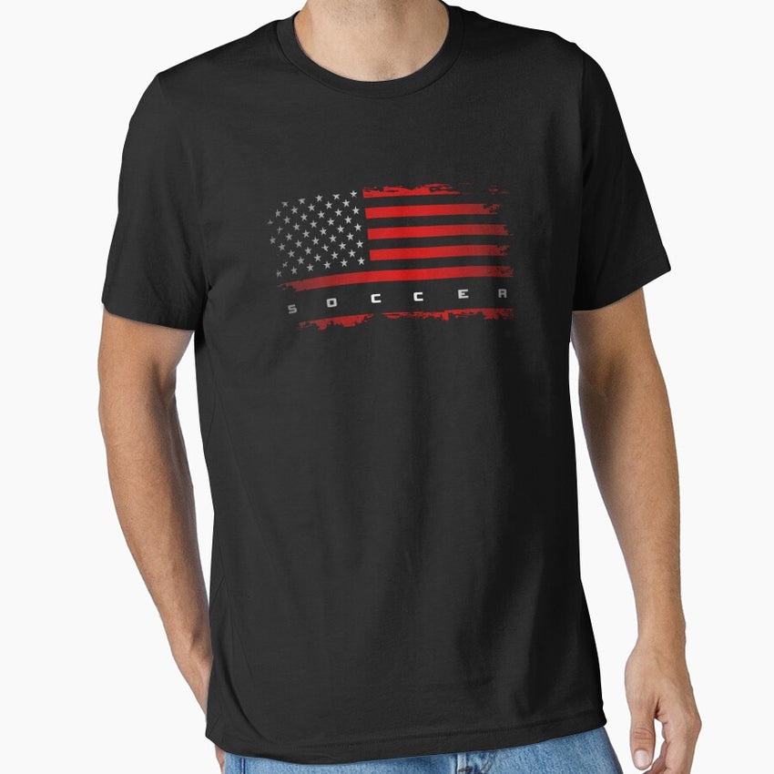 American Flag Soccer - Soccer Hoodie Essential T-Shirt