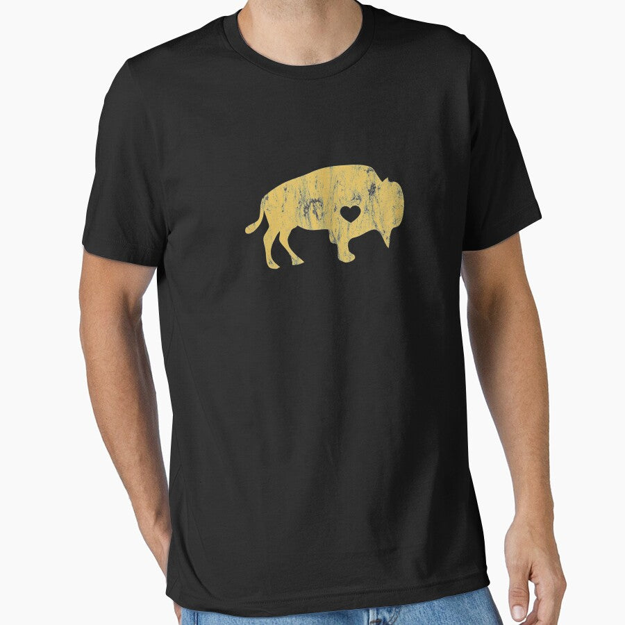 Gold Raging Buffalo Distressed I Love Buffaloes Essential T-Shirt