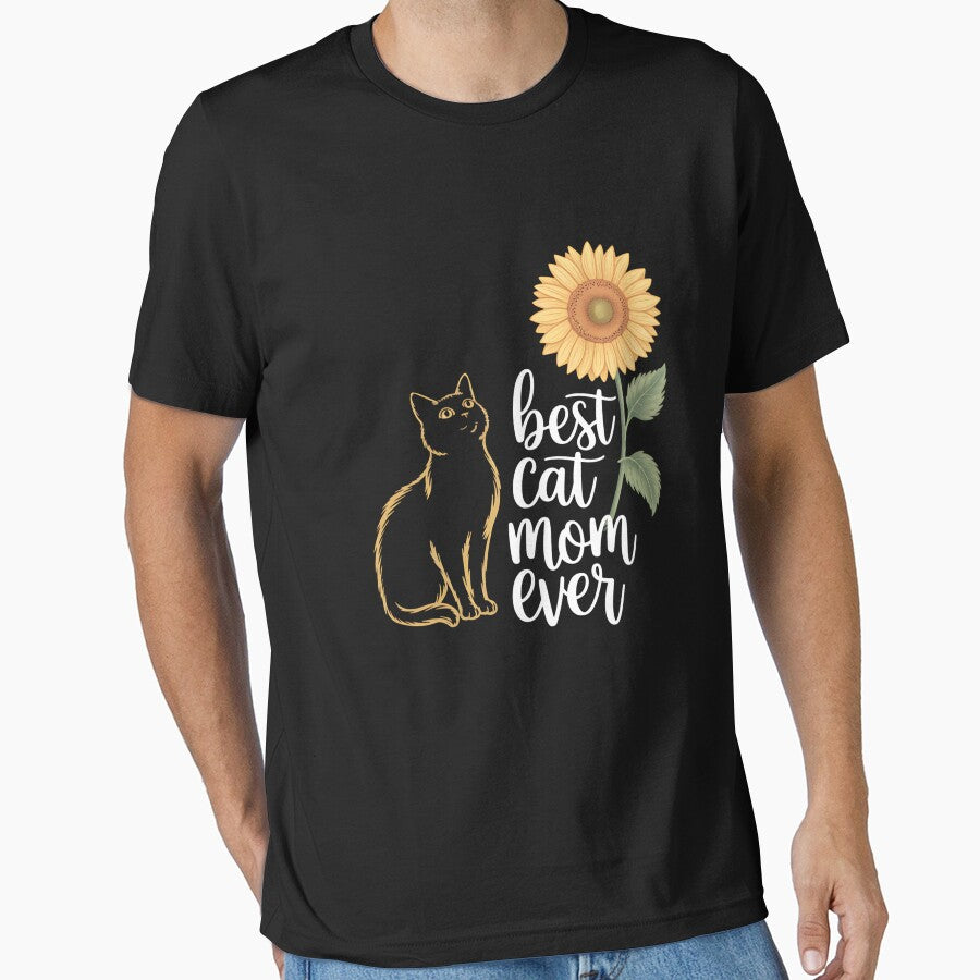 Best Cat Mom Ever Sunflower Mothers Day Essential T-Shirt