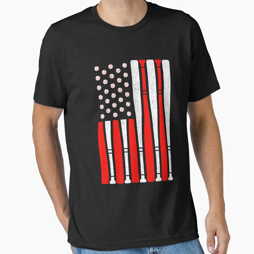 American Flag Baseball 4th of July Essential T-Shirt