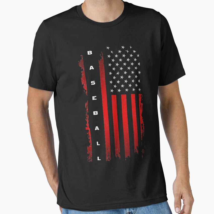 Baseball American Flag Patriotic Catcher 4th Of July Essential T-Shirt