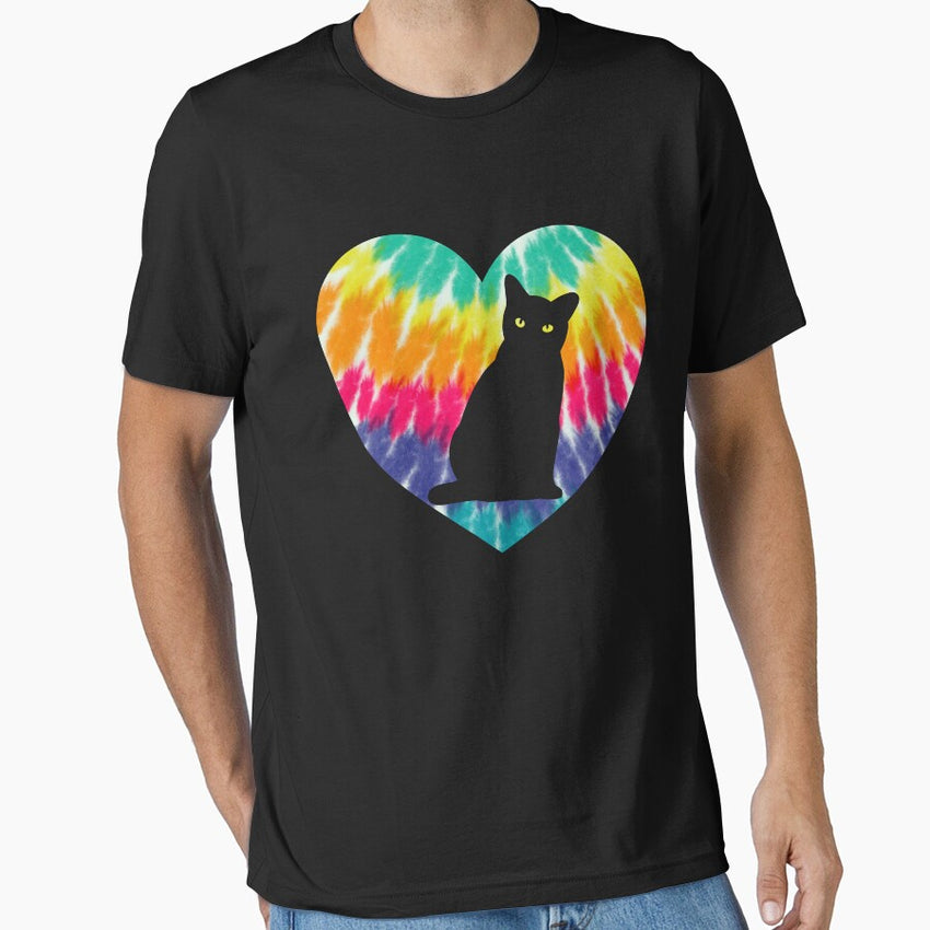 Bombay Cat Heart With Tie dye Print For Black Cats Mom Dad Essential T-Shirt