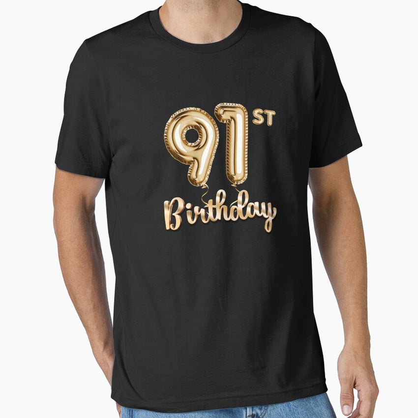 91St Birthday Gifts Party Balloons Gold Essential T Shirt