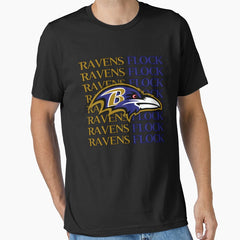 Baltimore Ravens Head Ravens Flock Essential T-Shirt