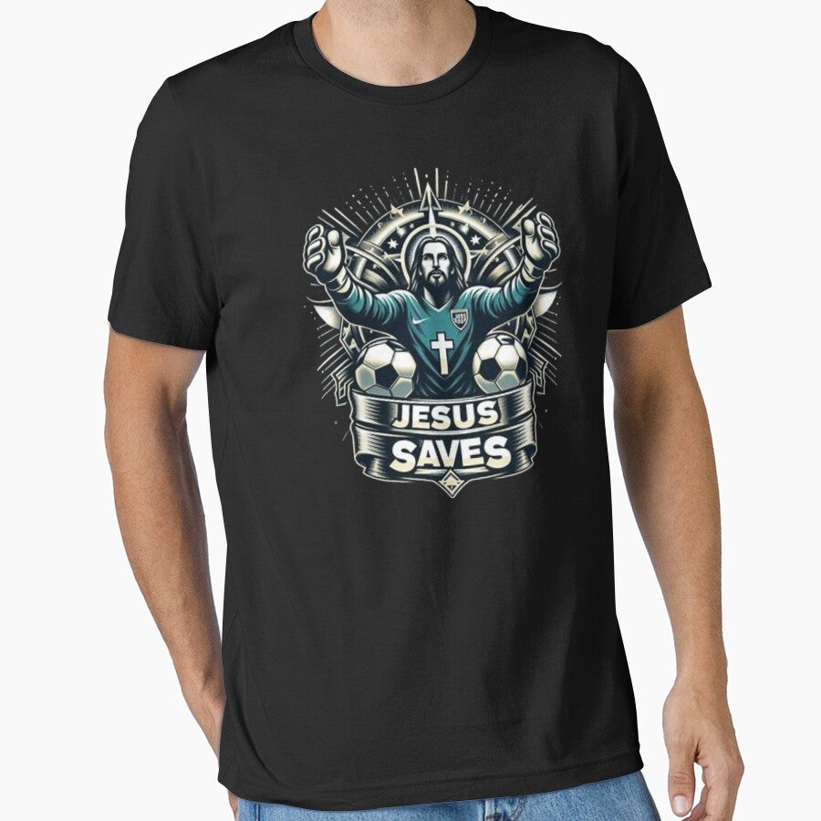 "Jesus Saves Soccer Gif". JESUS FOOTBALL Essential T-Shirt