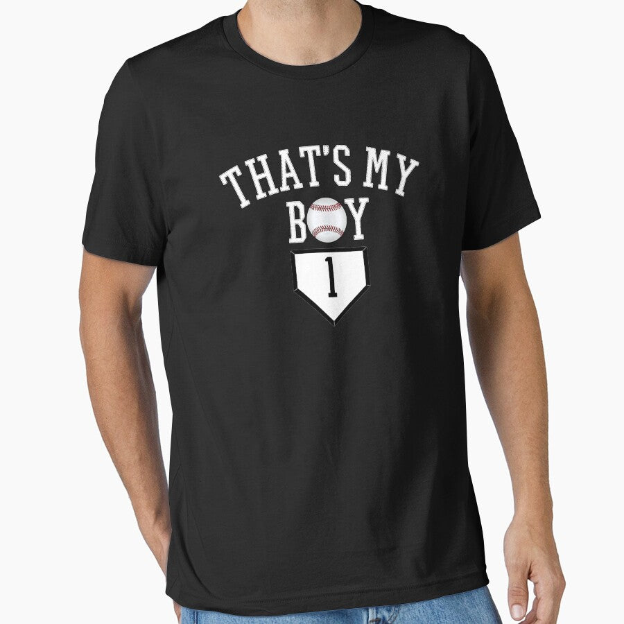 1 That's My Boy Baseball Number Baseball Mom Baseball Dad Essential T-Shirt
