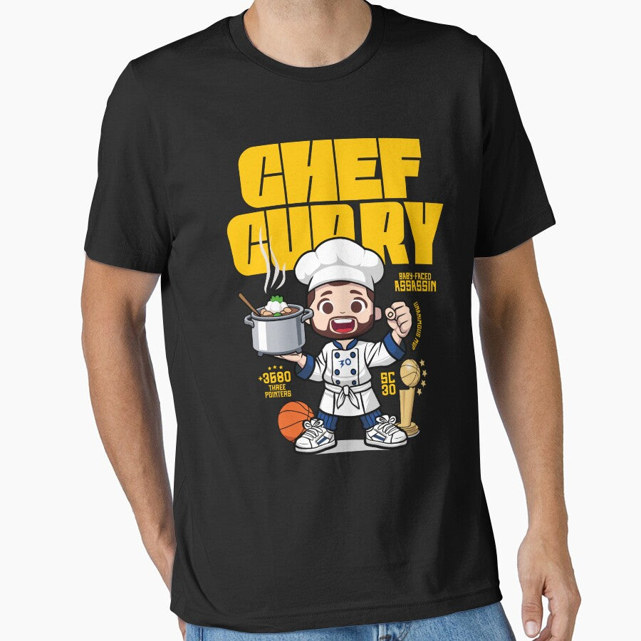 chef curry chibi illustration, basketball legend, warriors' top three-point scorer Essential T-Shirt
