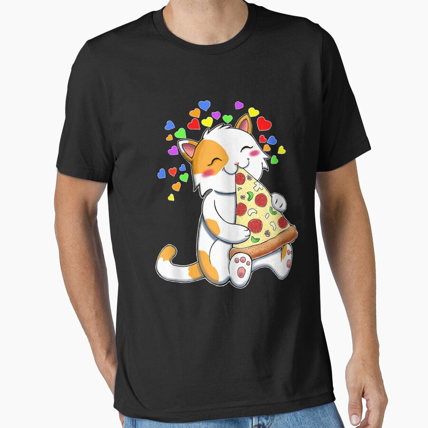 Funny Cats and Pizza Kitty Hearts Pet Lovers Essential T-Shirt
