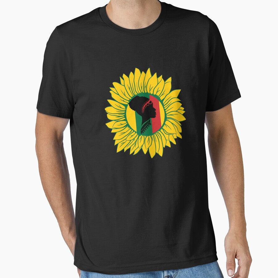 Natural Black Woman with Sunflower juneteenth day Essential T-Shirt