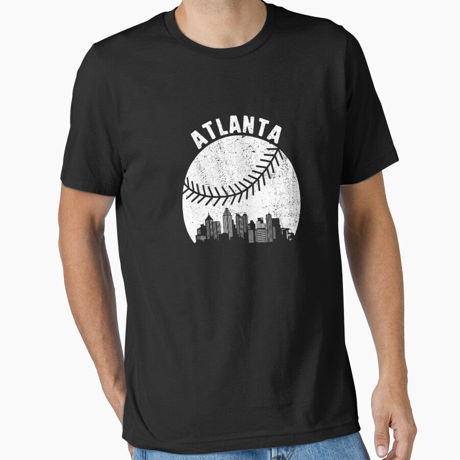 Atlanta Skyline Baseball Fan Georgia Baseball Atlanta Gear Essential T-Shirt