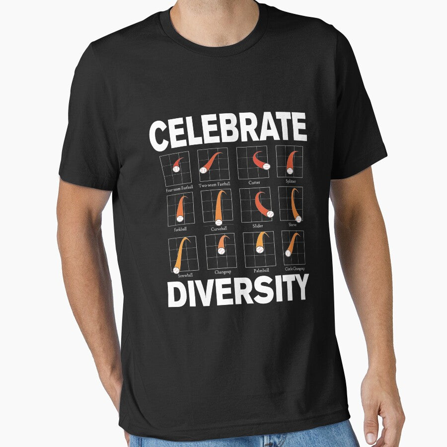 Celebrate Diversity Baseball Pitches Baseball Pitcher Gear Essential T-Shirt