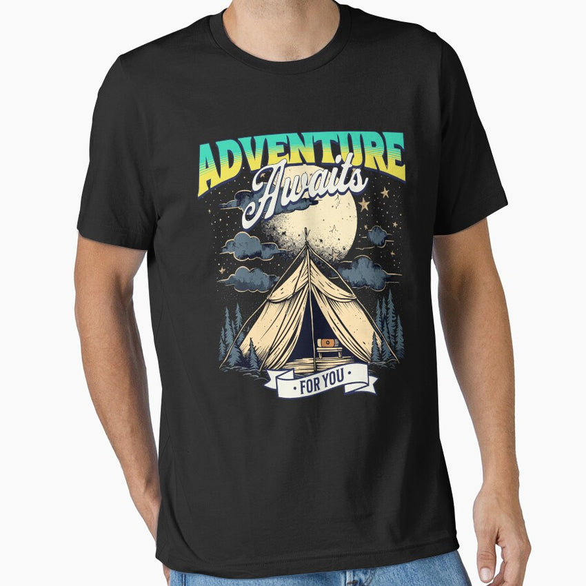 Adventure Awaits Moonlit Camping Tent Tee Essential T Shirt