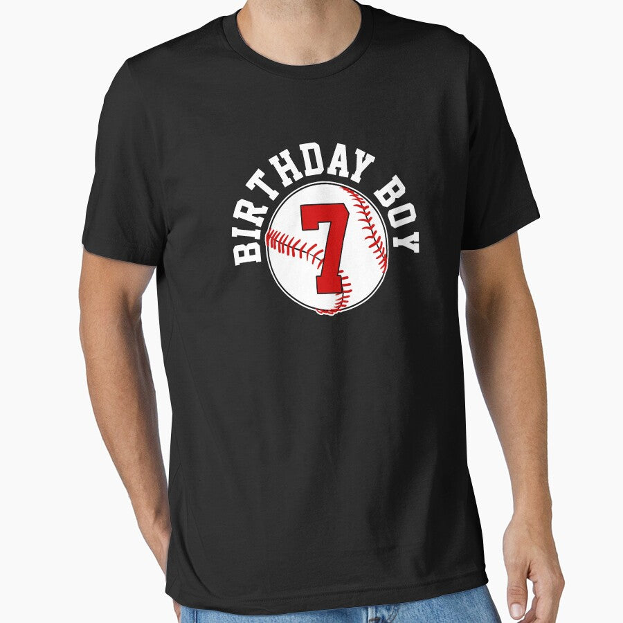 Baseball 7th Birthday Party 7 Years Old Gift Essential T-Shirt