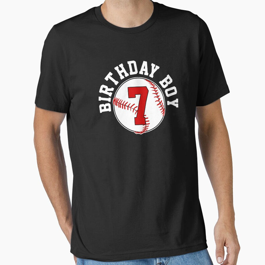 Baseball 7th Birthday Party 7 Years Old Gift Essential T-Shirt