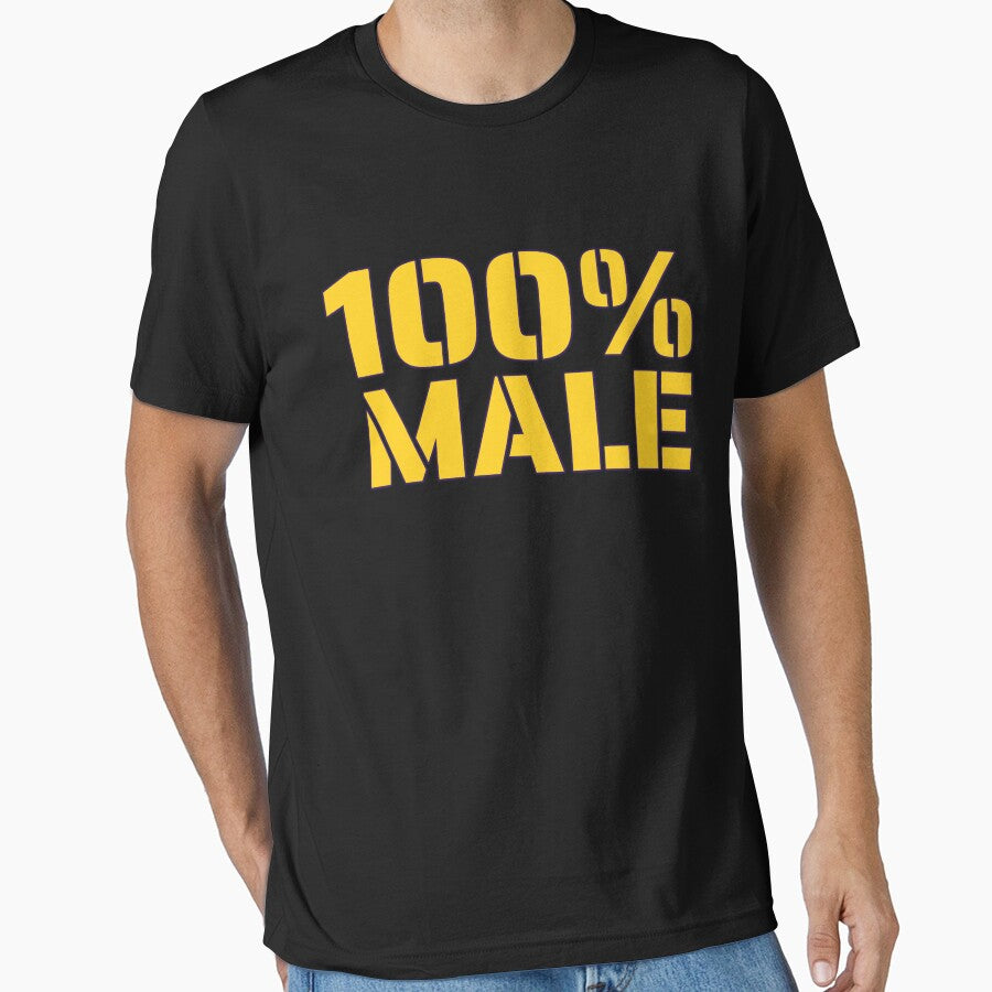 100 Percent Male Born Male Yellow Letters Graphic Essential T Shirt