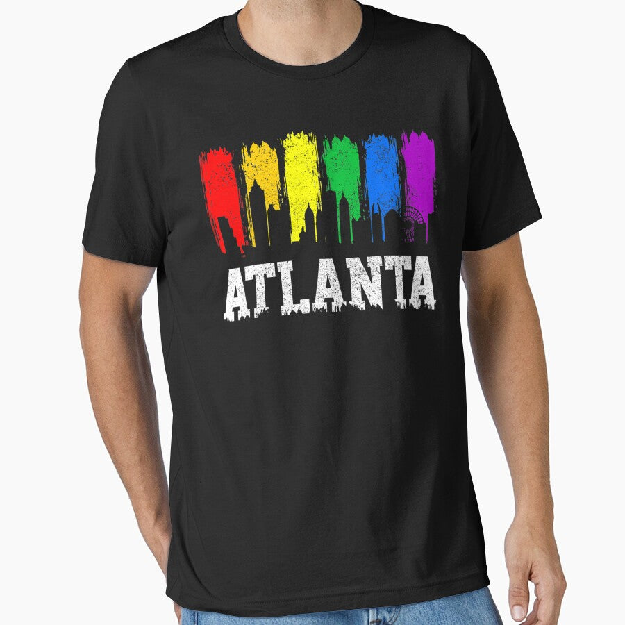 Atlanta Skyline Rainbow Lgbtq Gay Pride Month Essential T Shirt