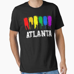 Atlanta Skyline Rainbow Lgbtq Gay Pride Month Essential T Shirt