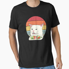Cat Meme Funny, Retro Yelling At Cats Eating Salad Print Essential T-Shirt