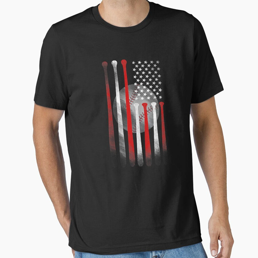 American Flag Vintage Baseball Flag Dad Mom Essential T-Shirt