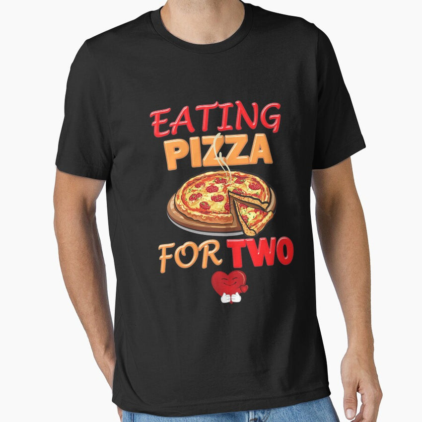 Eating pizza for two, eating pizza for two funny, pizza for life, cheese, eating pizza for two cute, for mothers, mom, mommy, for pizza lovers, pizza two pizza, pregnancy announcement, Essential T-Shirt