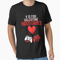 V Is For Video Games Funny Mens Boy Gamer V Video Games Gear Essential T Shirt