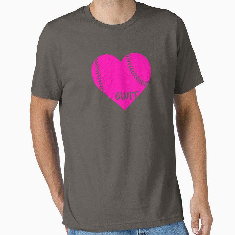 Baseball Aunt Pink Heart Shirt Essential T-Shirt