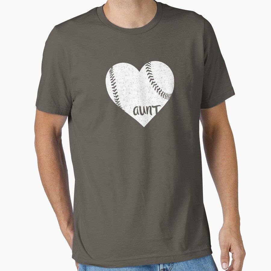 Baseball Aunt White Heart Shirt Essential T-Shirt