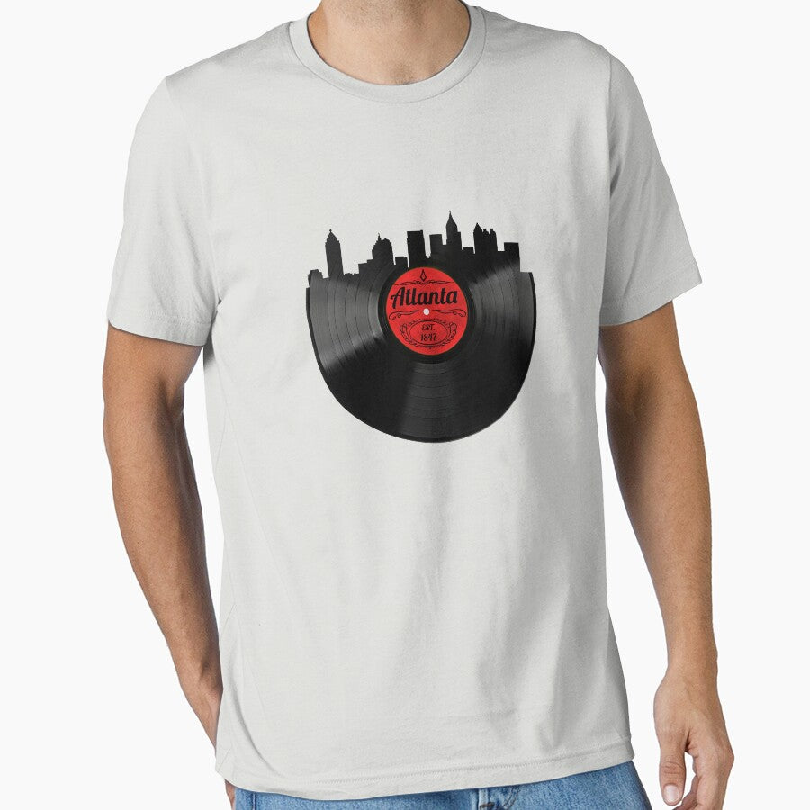 Atlanta Georgia Vinyl Record Vintage Skyline Design Essential T Shirt