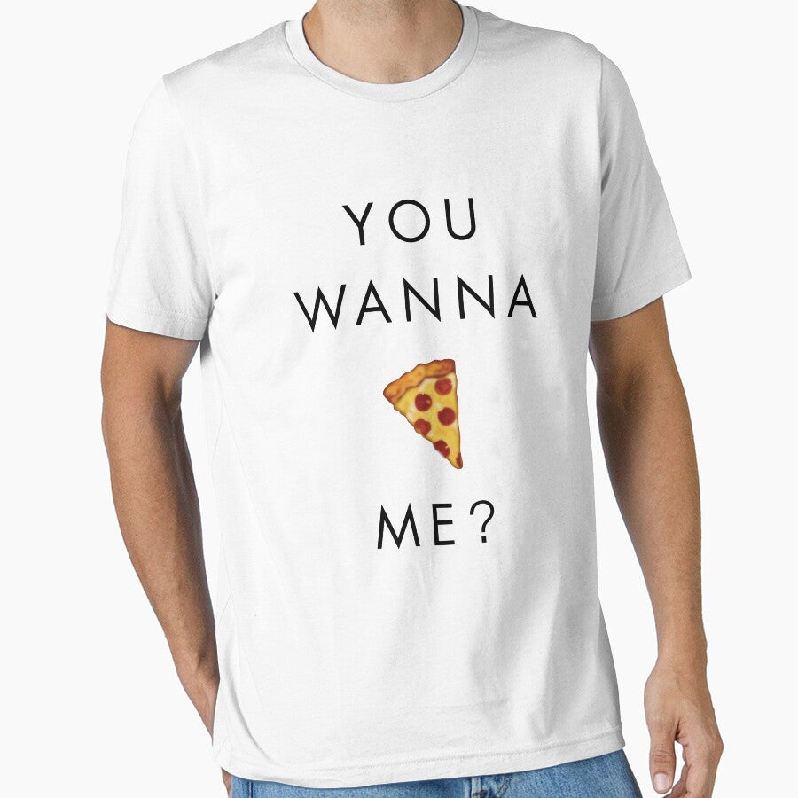You Wanna Pizza Me? Pizza Emoji - Dark on Light Background Essential T-Shirt