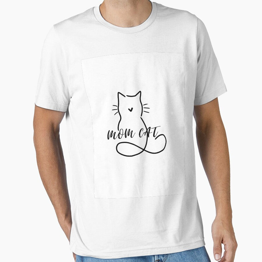Cute Minimalist Mom Cat T-Shirt white background Essential T-Shirt