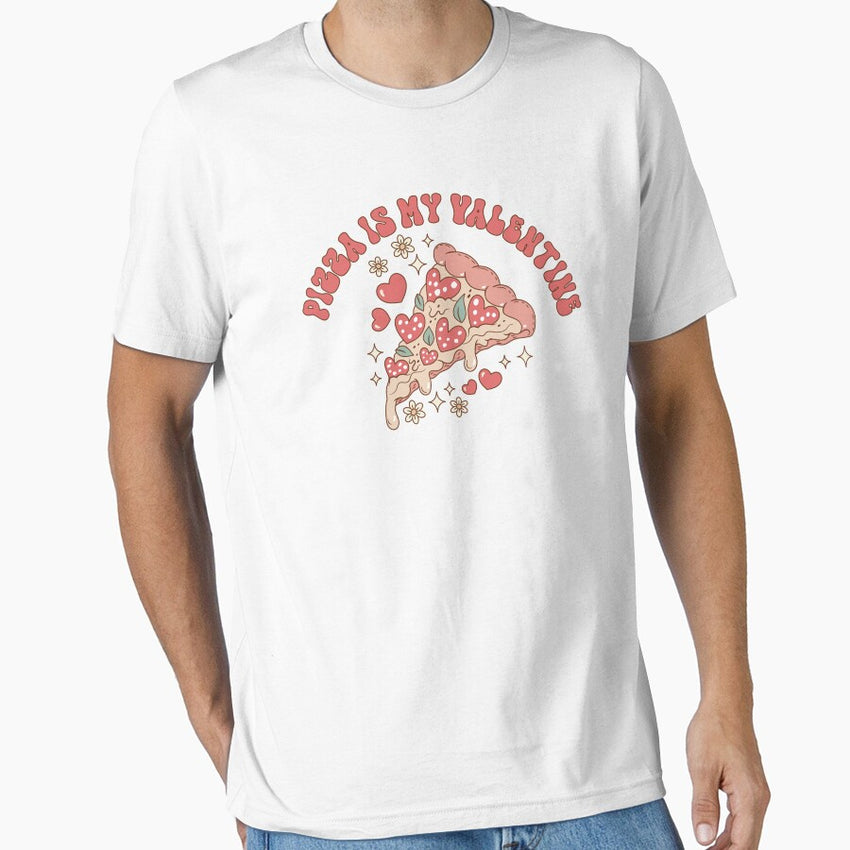 Pizza Is My Valentine, shirt woman, Vintage Valentine Pizza t-shirt Retro Cartoon Heart T-shirt Cute Vintage Valentine Tshirt Trendy Valentines Essential T-Shirt