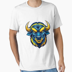 angry bull head in yellow and dark blue colors Essential T-Shirt