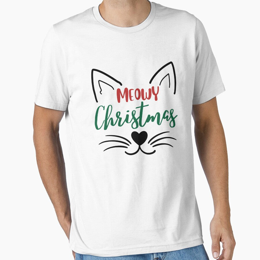 Meowy Christmas Shirt, Christmas Cat Shirt, Cat Lover Shirt, Christmas Gift, Gifts For Cat Lover Essential T-Shirt