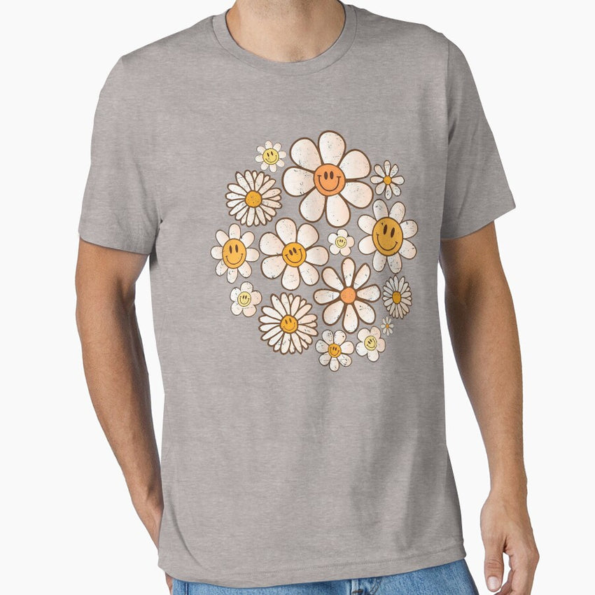 Retro 70s Daisy Flowers Botanical Pattern Essential T-Shirt