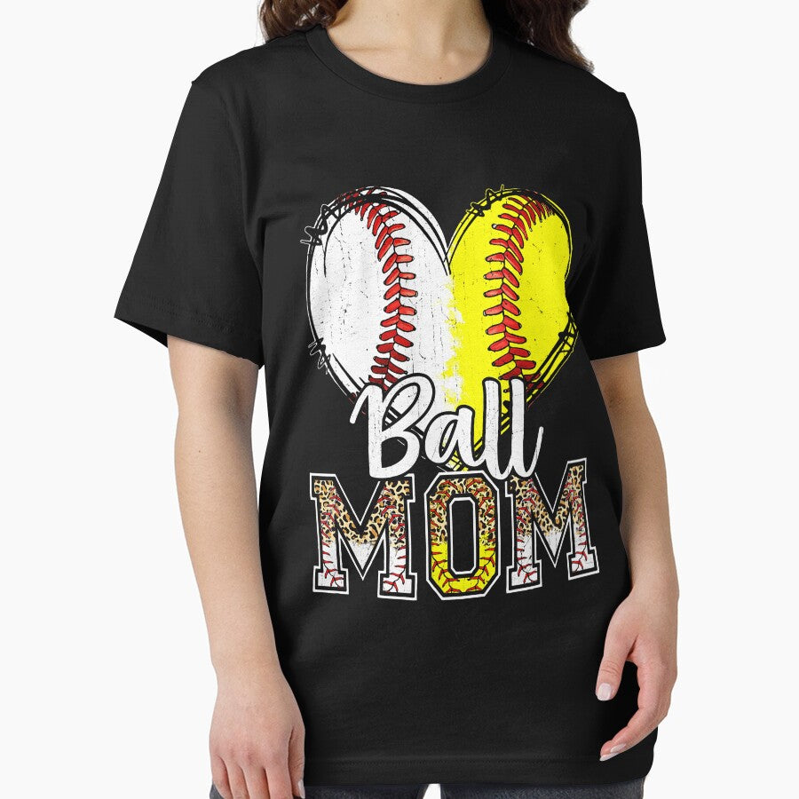 Ball Mom Heart Funny Baseball Soccer Mom Essential T-Shirt