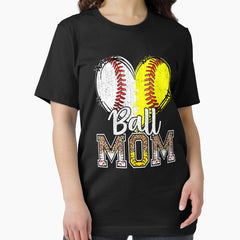 Ball Mom Heart Baseball Softball Mama Women Mothers Day Essential T-Shirt