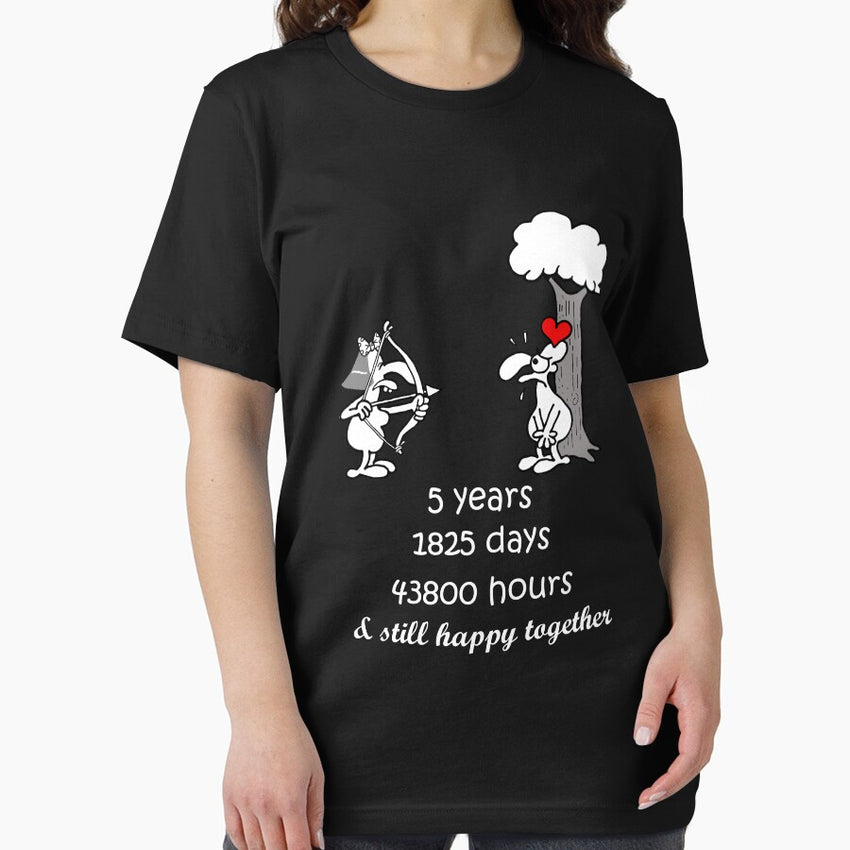 5Th Wedding Anniversary Gift For Him Her 5 Years Together 5Th Year Of Marriage Anniversary Funny Couple Matching Essential T Shirt